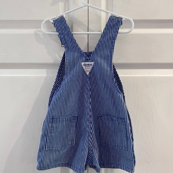 Vintage 1990's OshKosh B'Gosh Boys Striped Engineer Shortalls Overalls S… - Picture 11 of 13